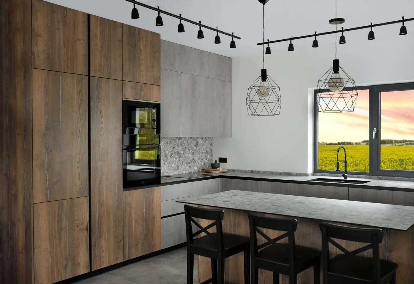 Bespoke walnut kitchen with island